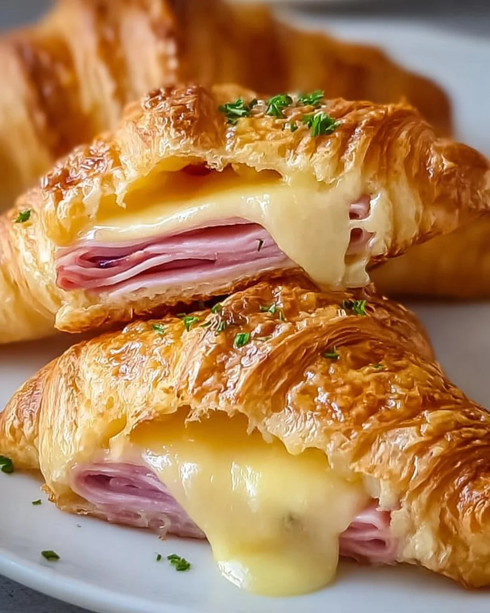 Baked Ham and Cheese Croissants