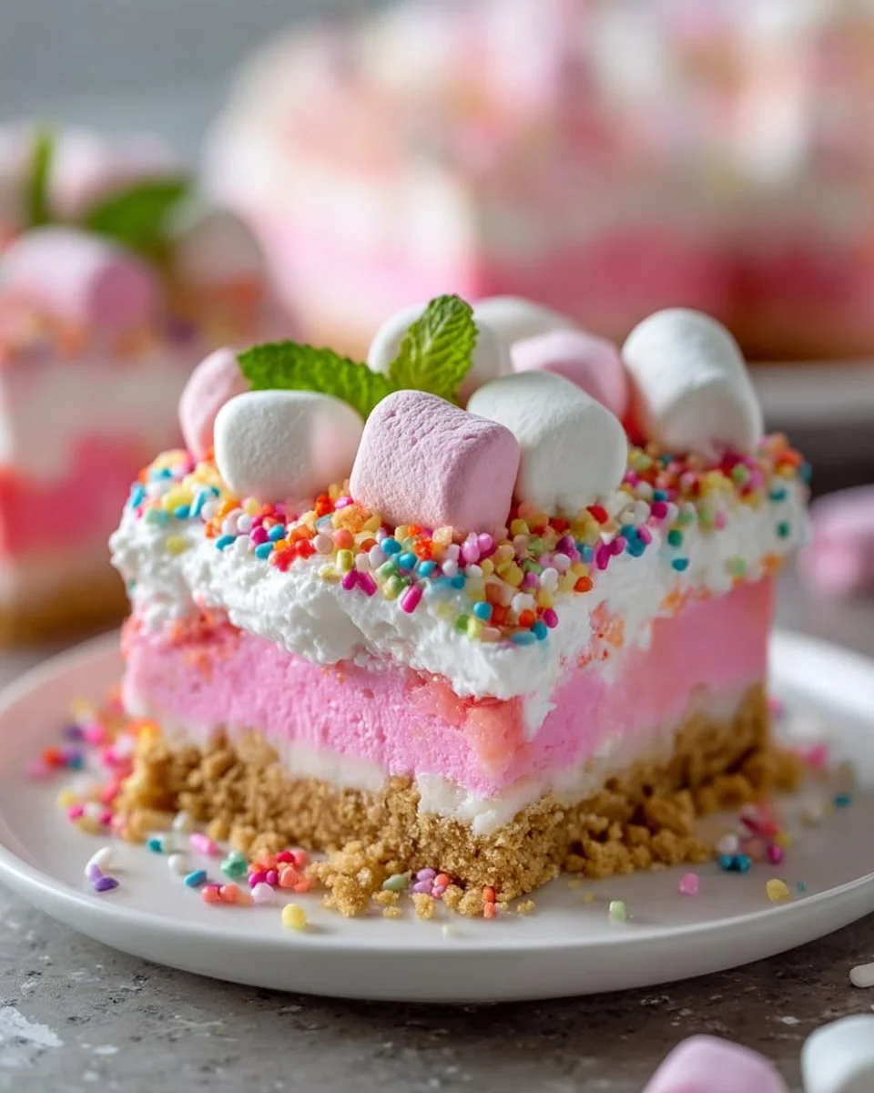 Bubblegum Cloud Slice Dessert: A Sweet Indulgence