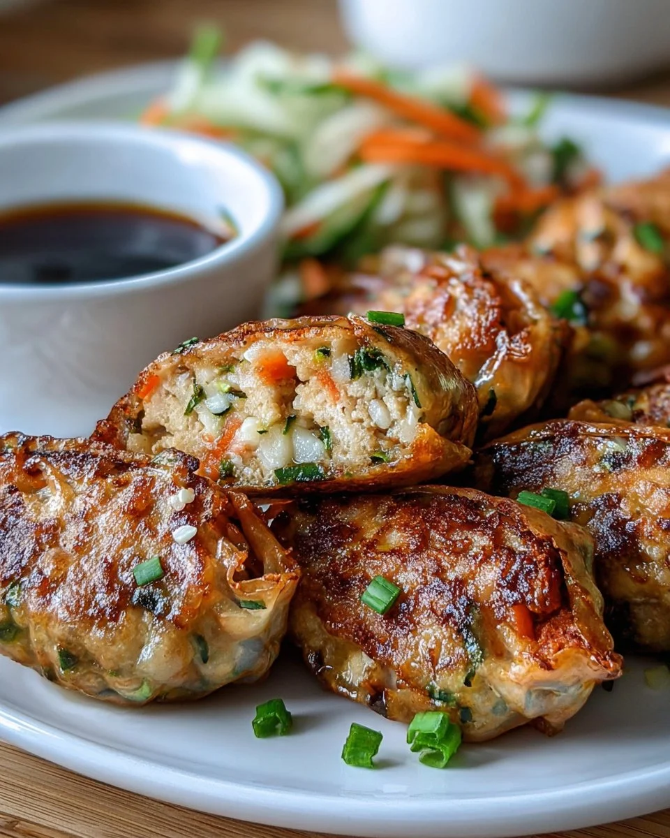 Delicious Chicken Veggie Rice Paper Bites ready to be enjoyed as a healthy snack.