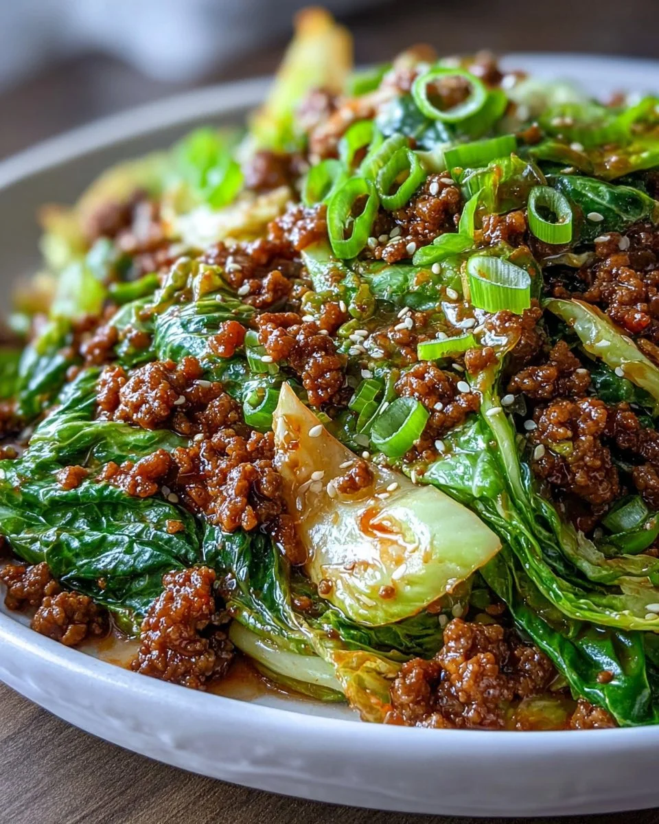 Chinese Ground Beef Cabbage Stir-Fry