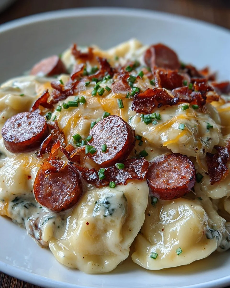 Crockpot Pierogi Casserole With Kielbasa