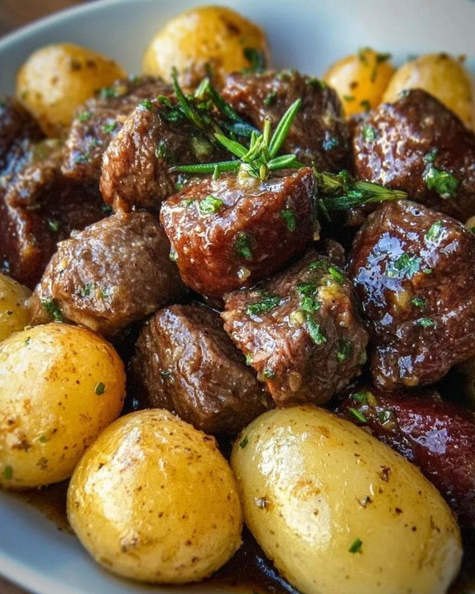Garlic Butter Beef Bites with Potatoes
