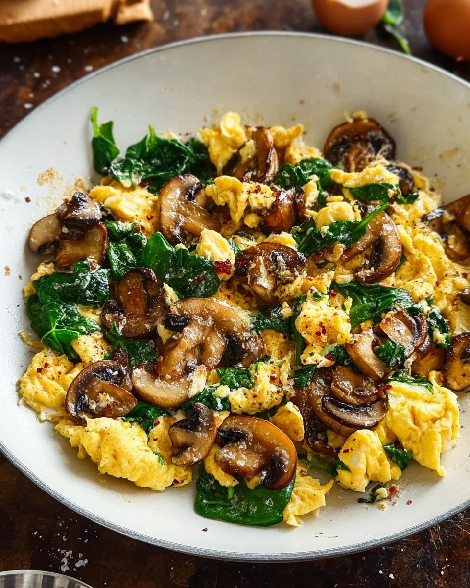 Mushroom Spinach Scrambled Eggs