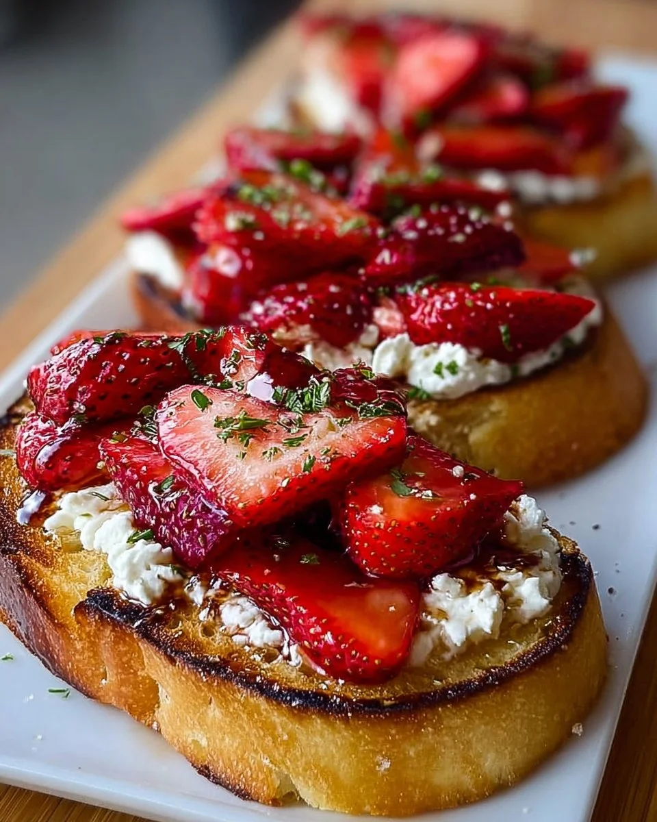 Roasted Strawberry Whipped Ricotta Toast