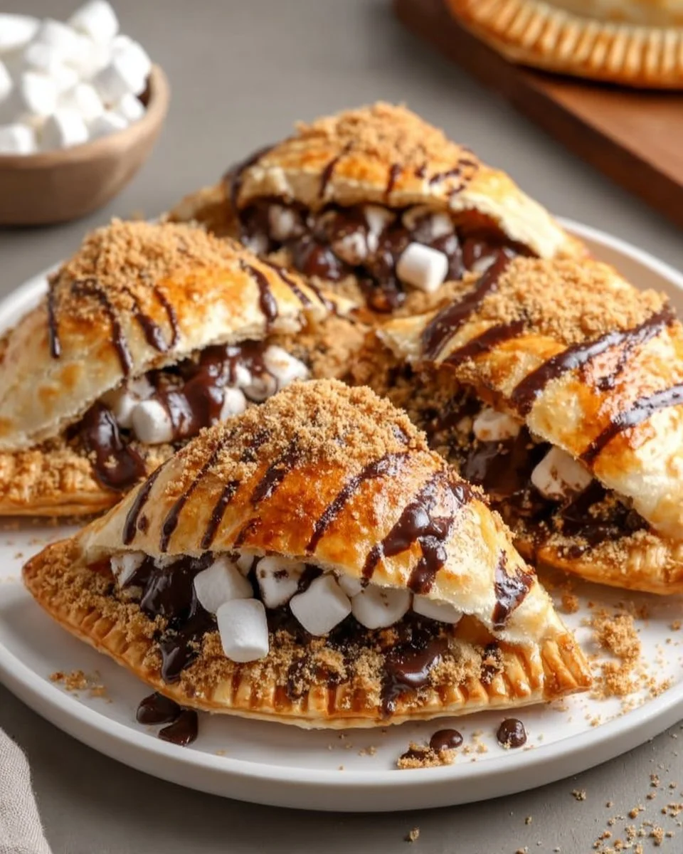 Delicious S'mores Hand Pies with chocolate and marshmallow filling