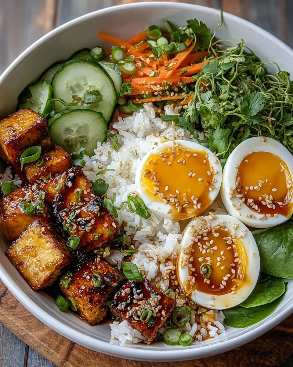 Tofu Jammy Egg Breakfast Bowl