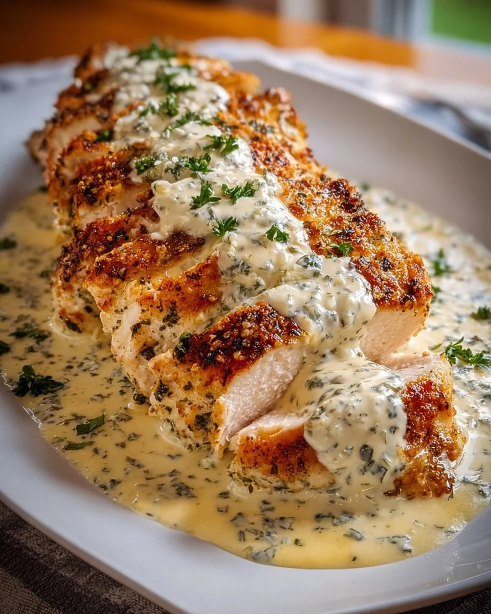 Baked Caesar Chicken with Creamy Parmesan Sauce