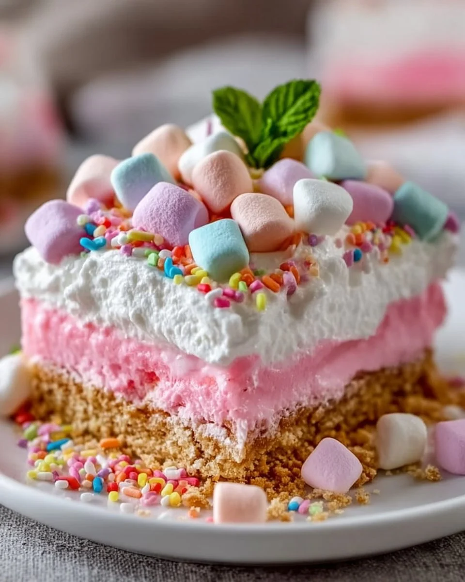 Bubblegum Cloud Slice Dessert: A Sweet Indulgence