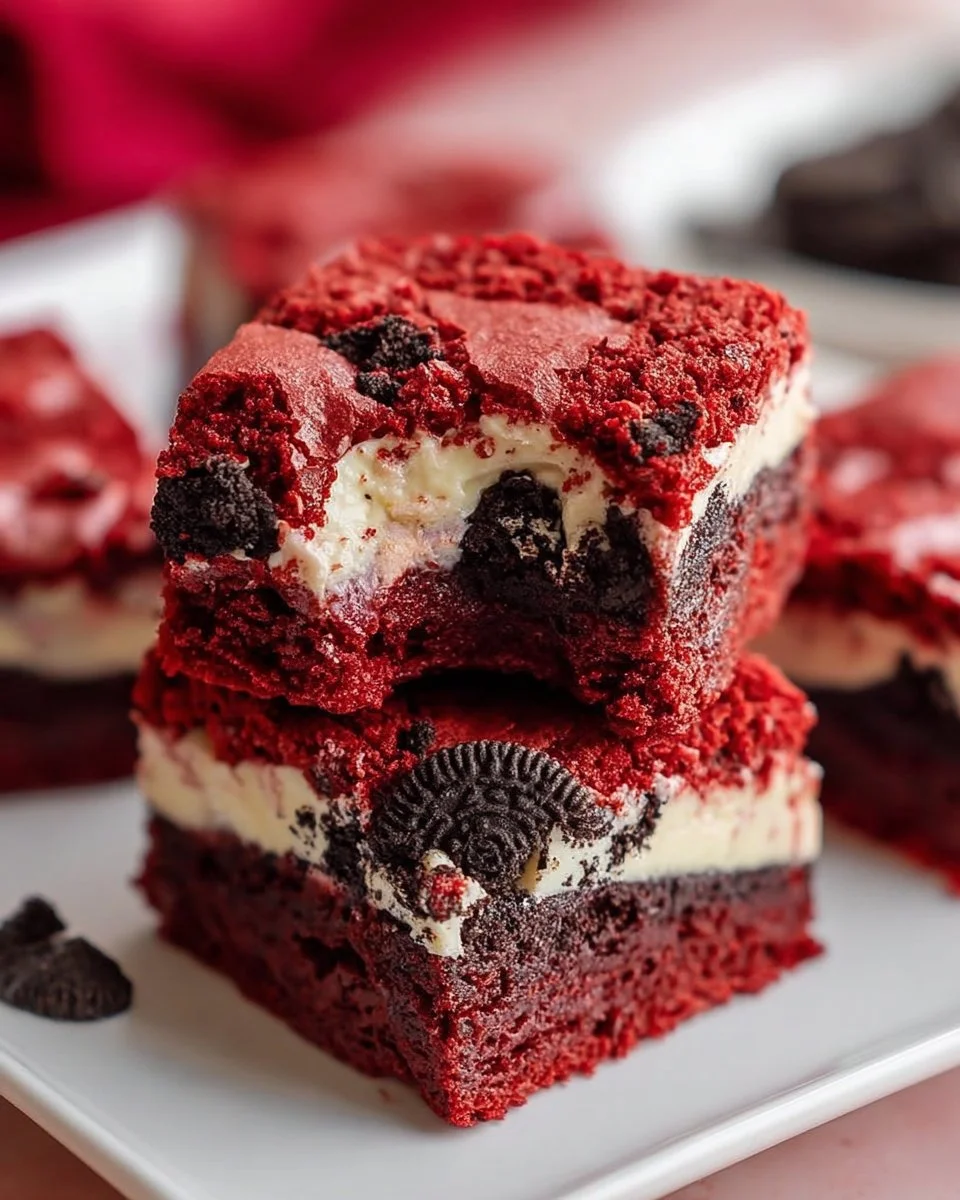 Chewy Red Velvet Cookies and Cream Brownies