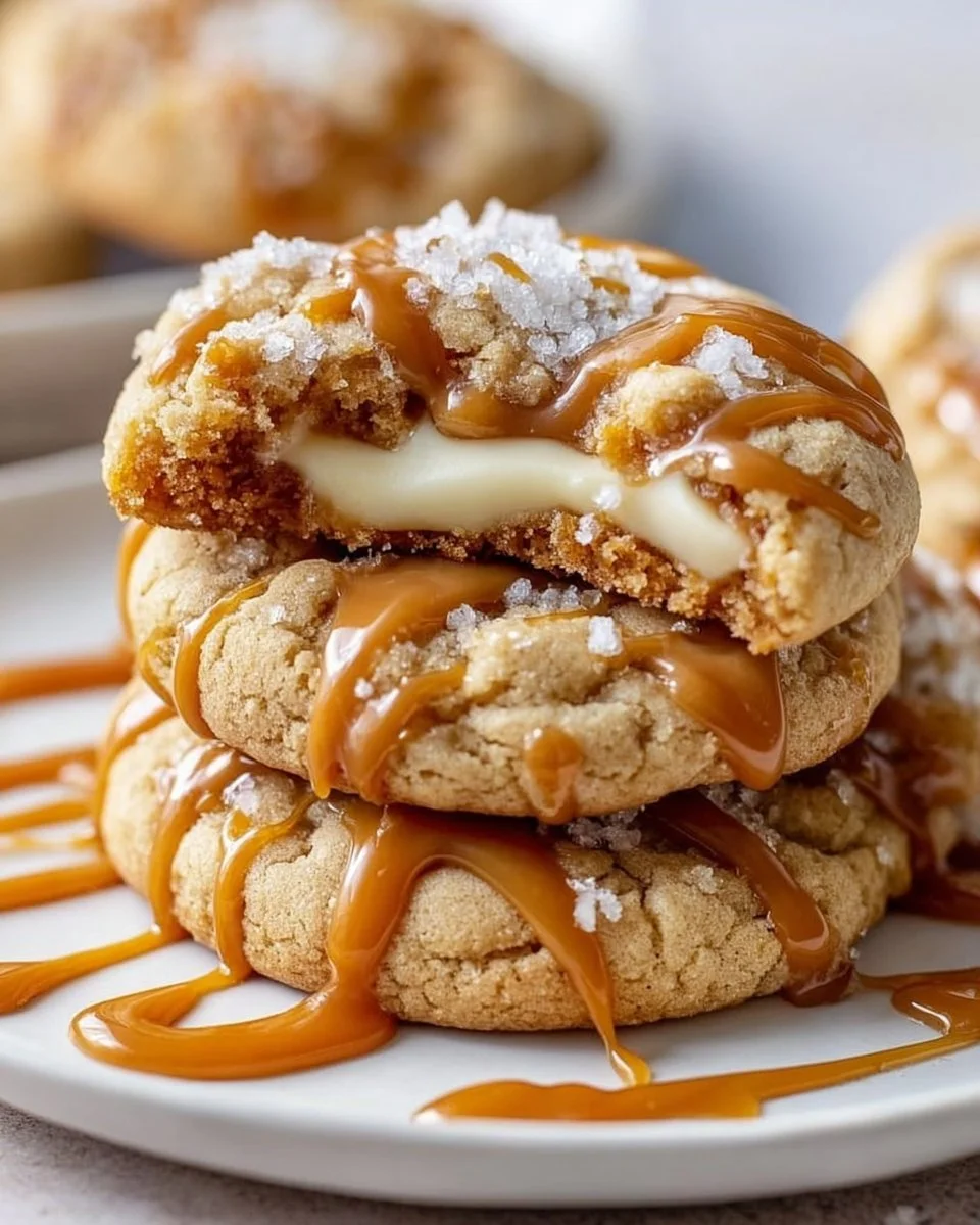 Copycat Crumbl Salted Caramel Cheesecake Cookies