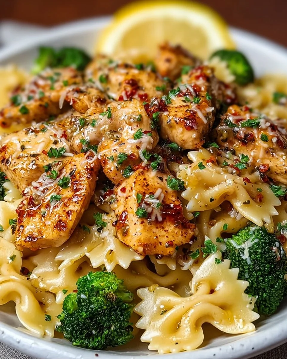 Cowboy Butter Lemon Bowtie Chicken with Broccoli Recipe