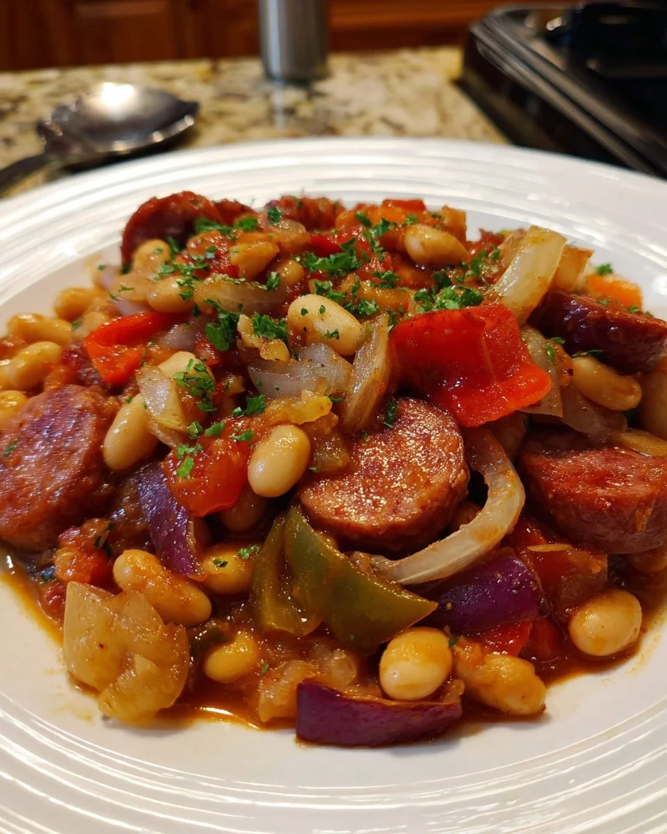 Crockpot Cowboy Beans with Kielbasa