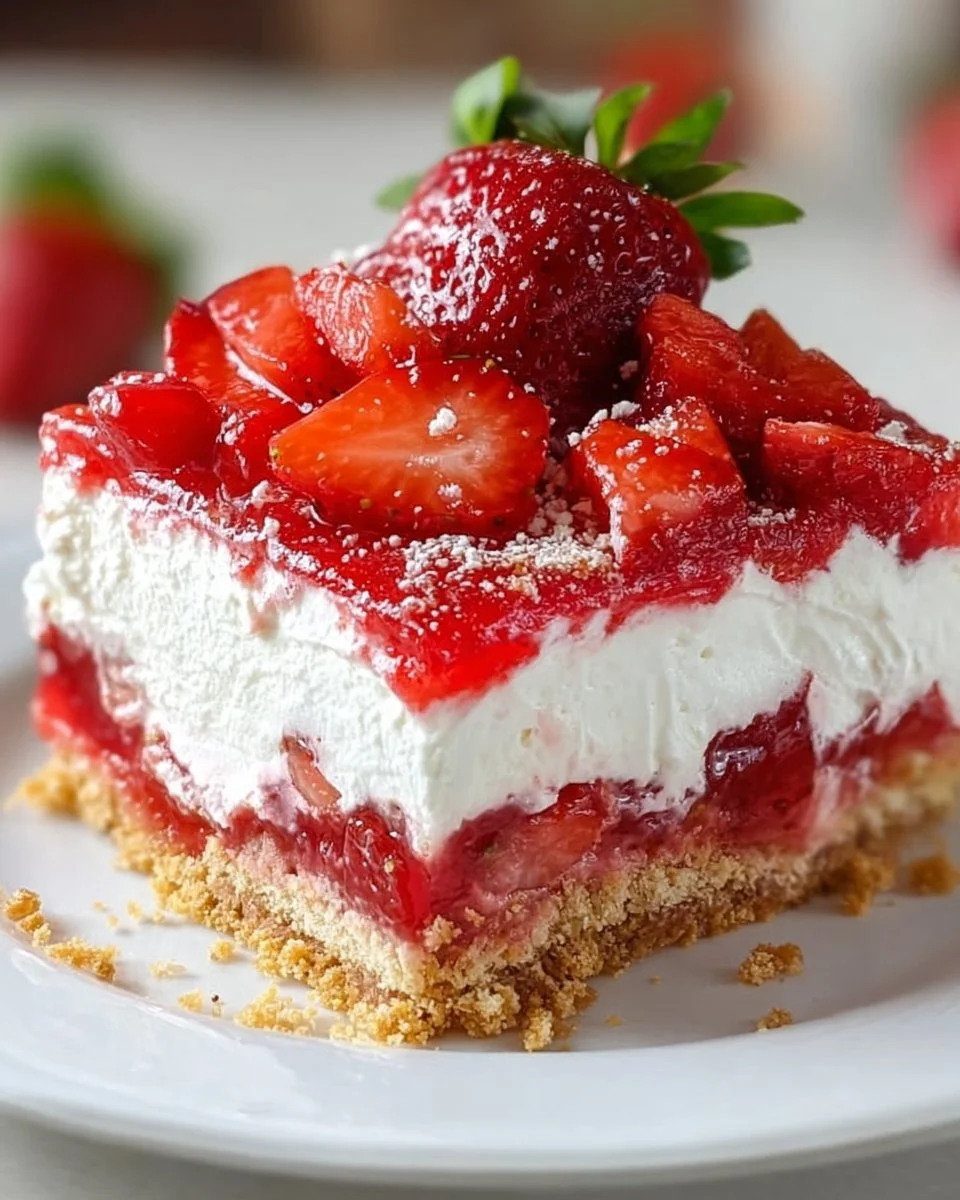 Easy No-Bake Strawberry Jello Lasagna