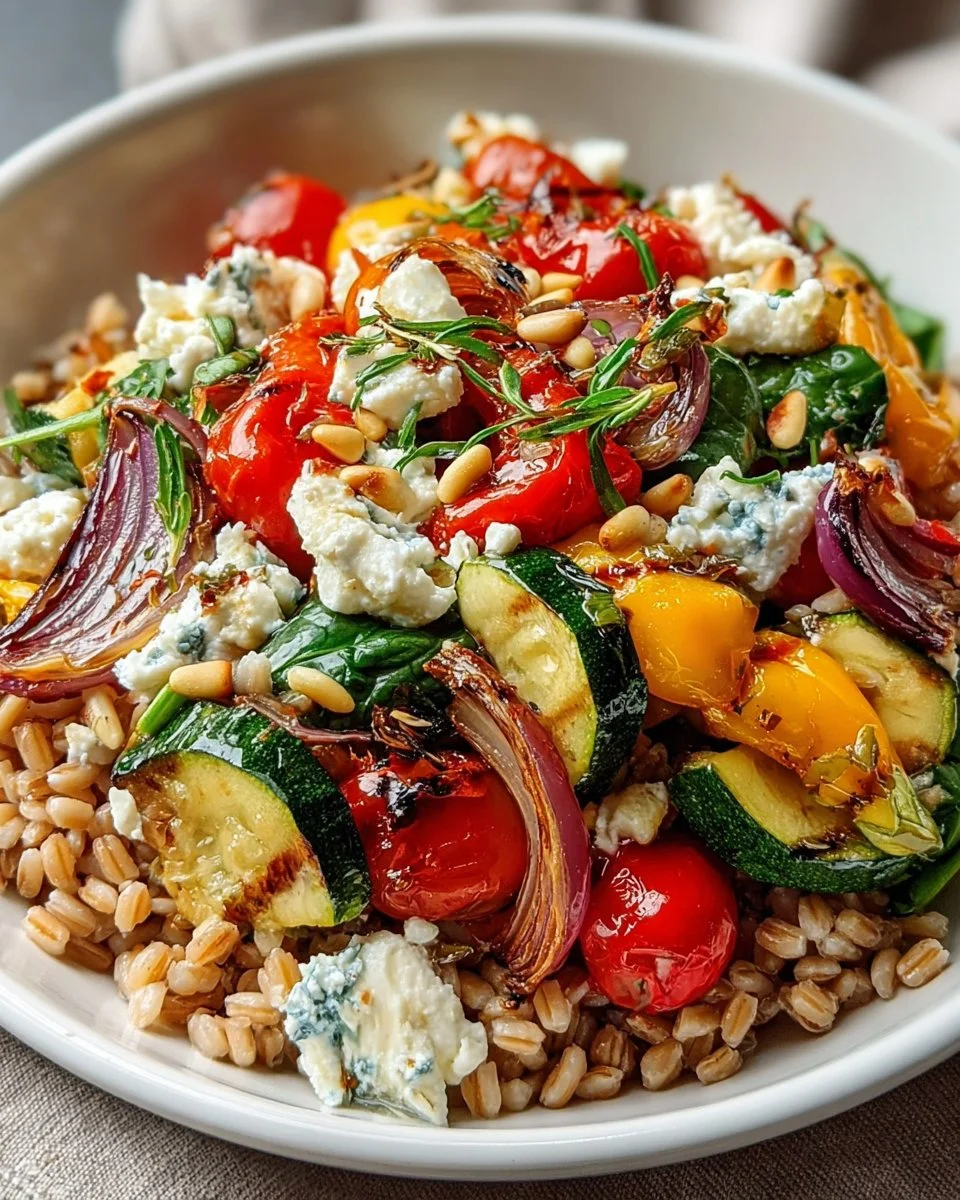 Farro Pasta Bowl Mediterranean Vegetables