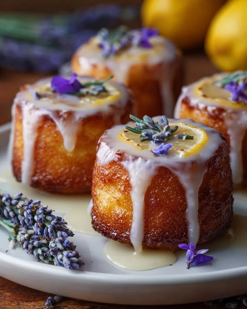 Mini Lemon Cakes With Lavender Glaze