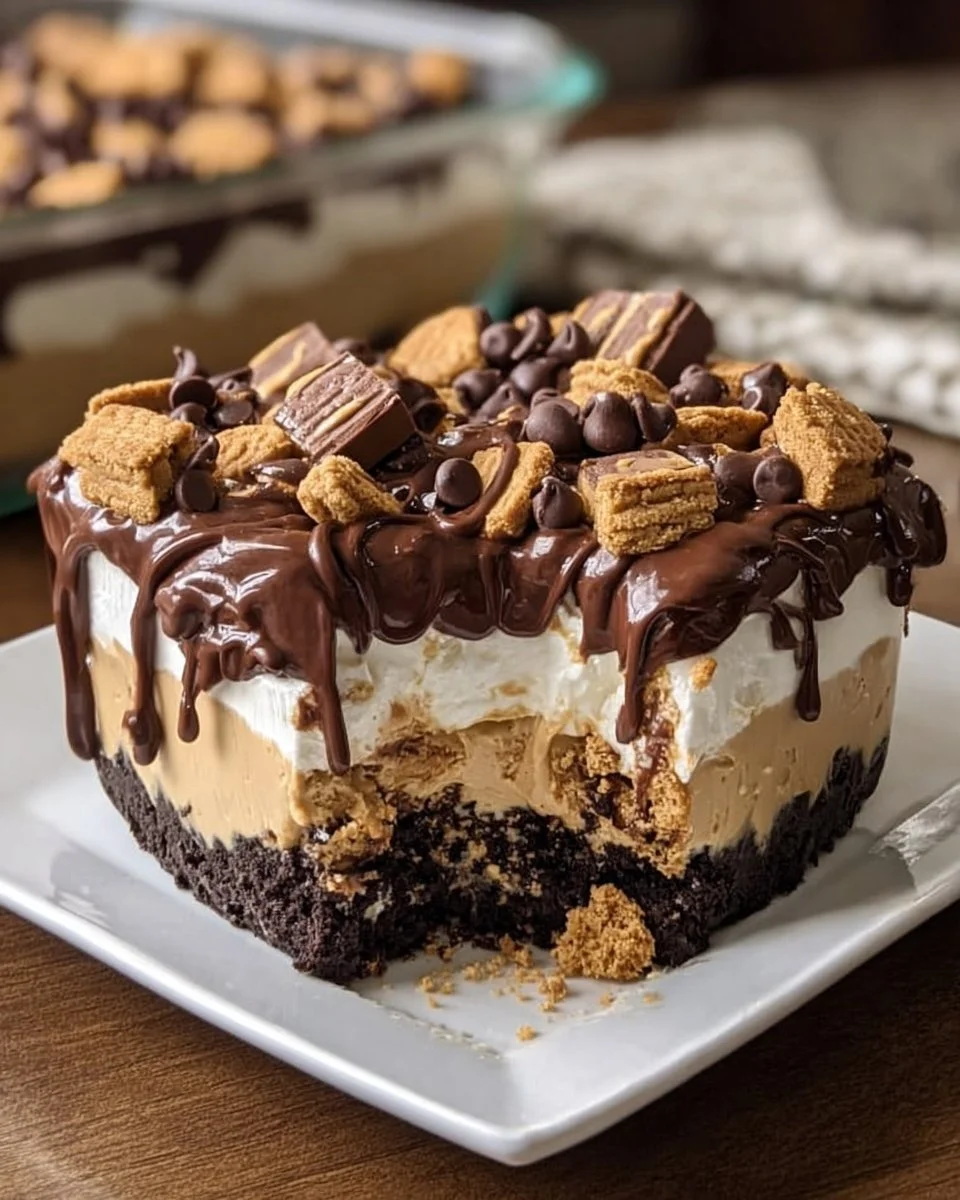 No-Bake Chocolate Peanut Butter Mousse Dessert
