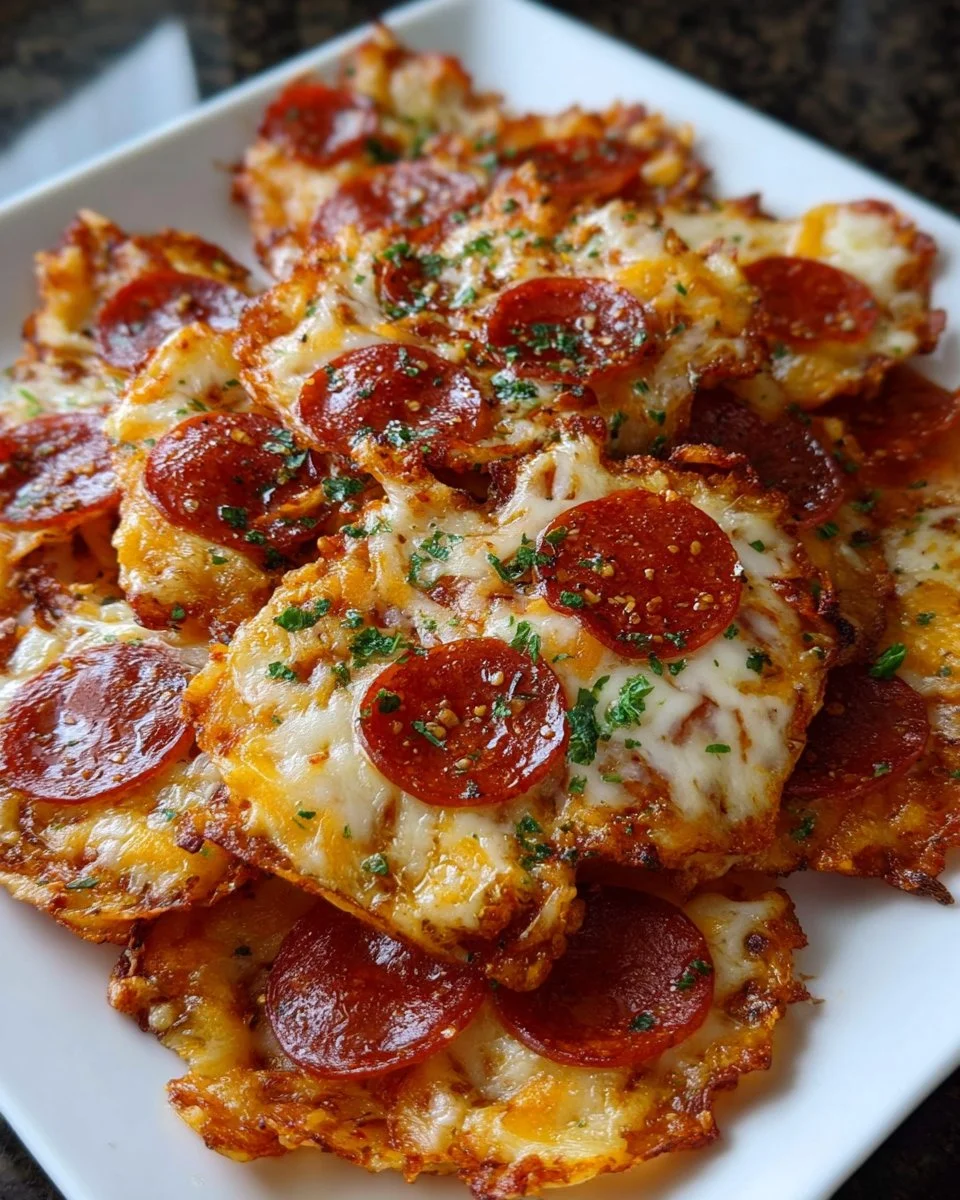 Bowl of homemade Pepperoni Cheese Crisps, a low-carb snack option