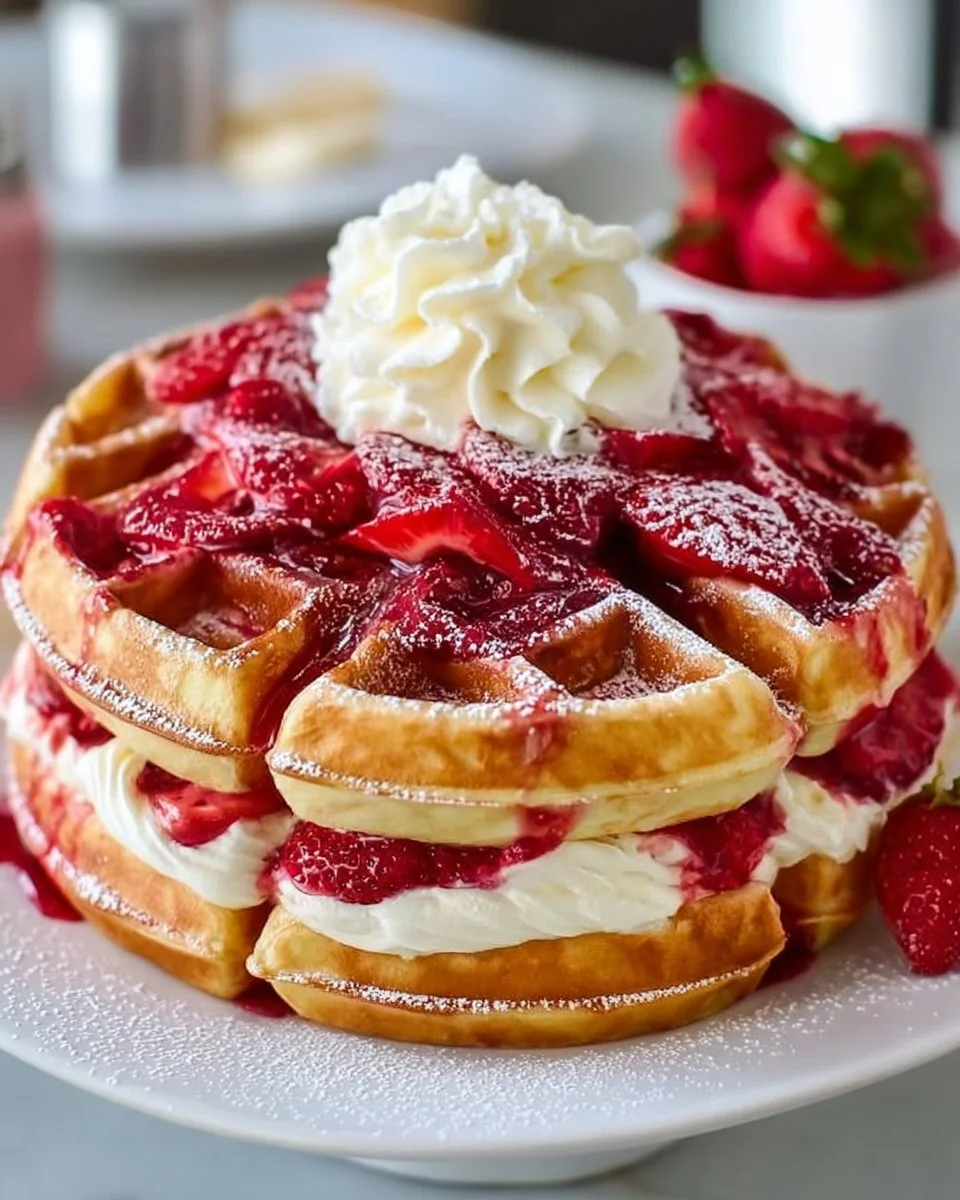 Strawberry Cheesecake Stuffed Waffles