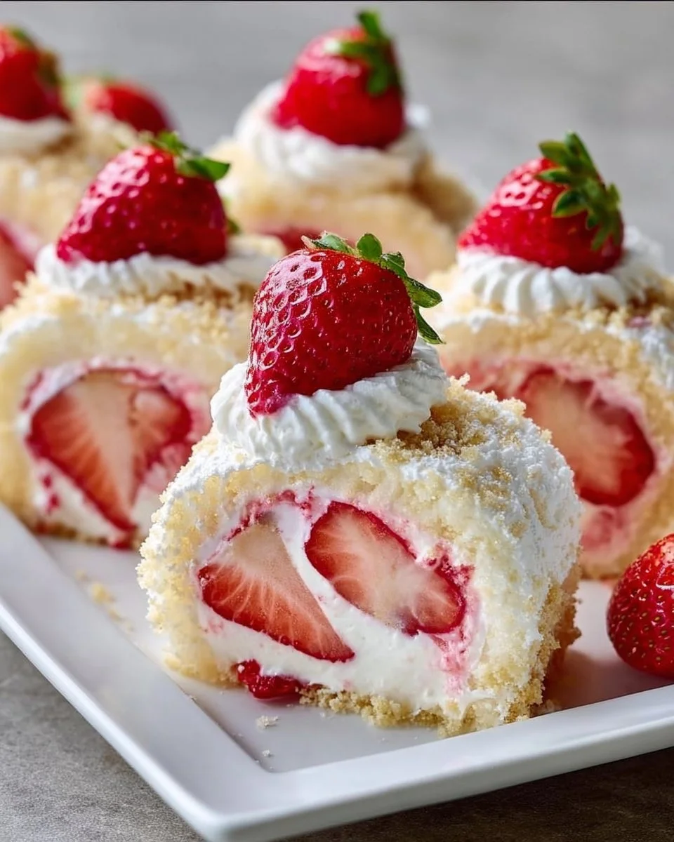 Strawberry Shortcake Cheesecake Sushi Rolls