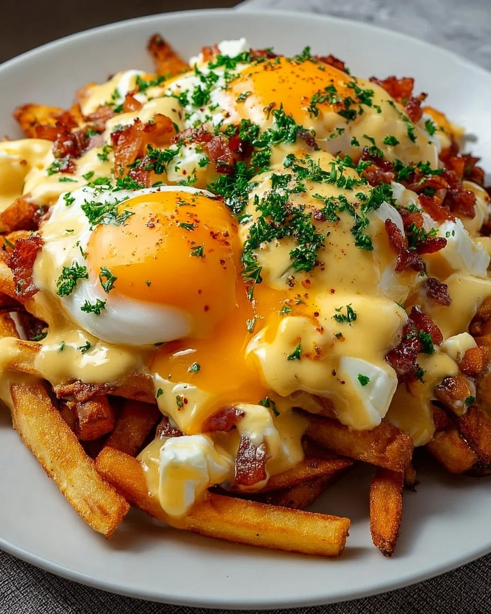Ultimate Breakfast Poutine with Creamy Hollandaise Sauce