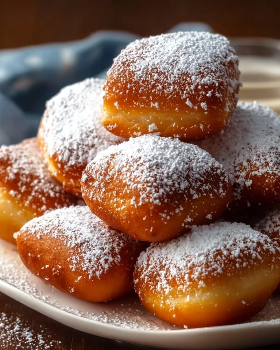 Delicious Vanilla French Beignets dusted with icing sugar