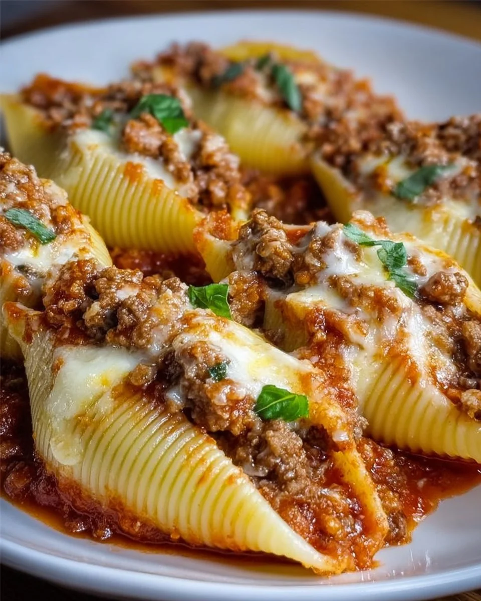 Beef-Stuffed Shells with Creamy Ricotta Filling
