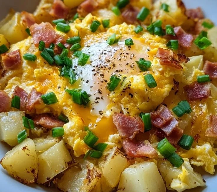 Cheesy Potato Egg Scramble