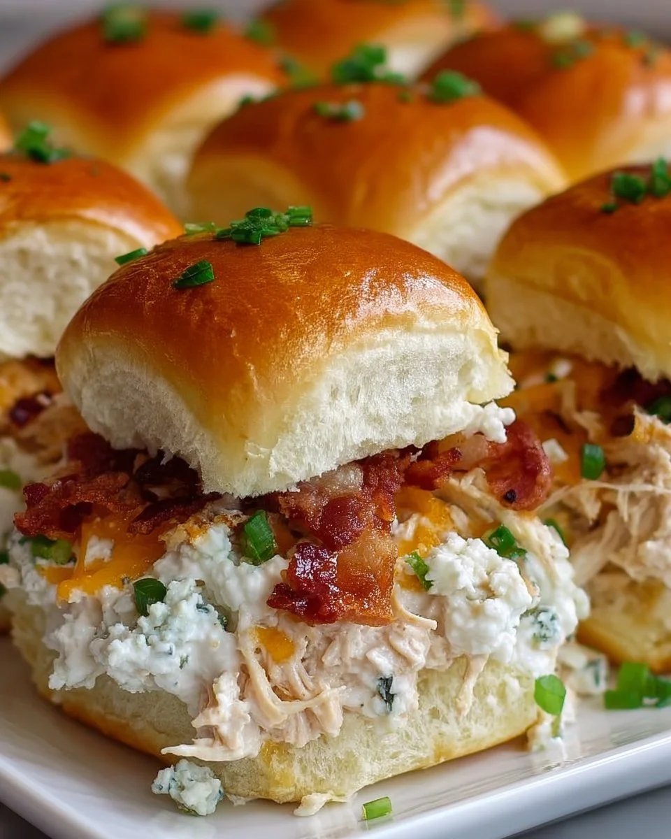 Delicious Crack Chicken Sliders served on a plate