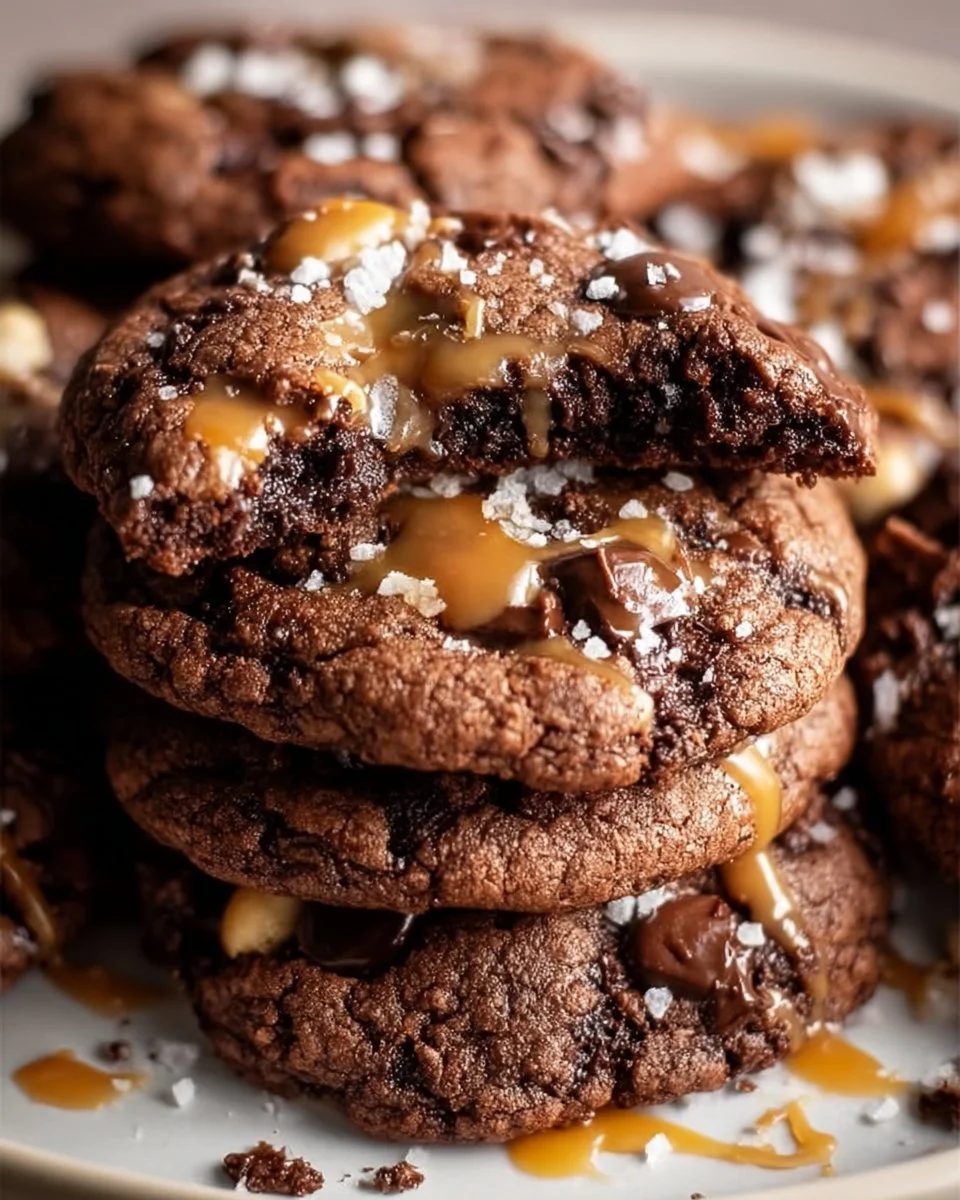 Double Chocolate Salted Caramel Cookies