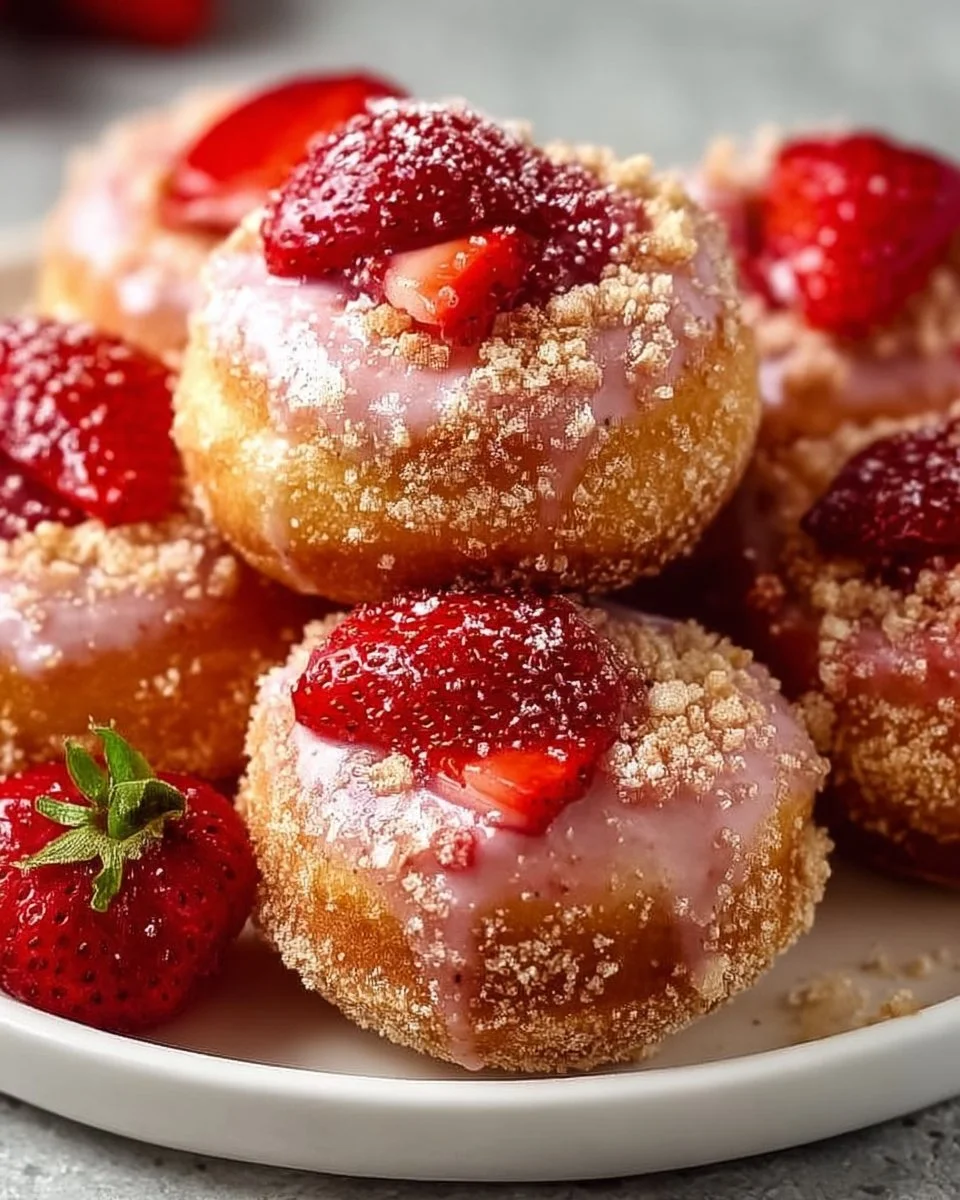 Mini Strawberry Crunch Donuts