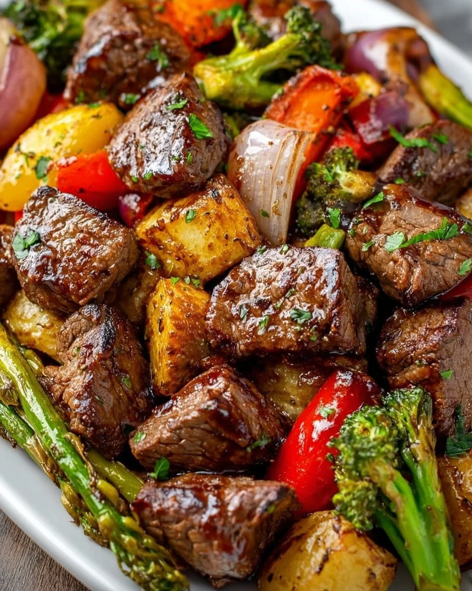 Sheet Pan Steak Tips with Roasted Vegetables