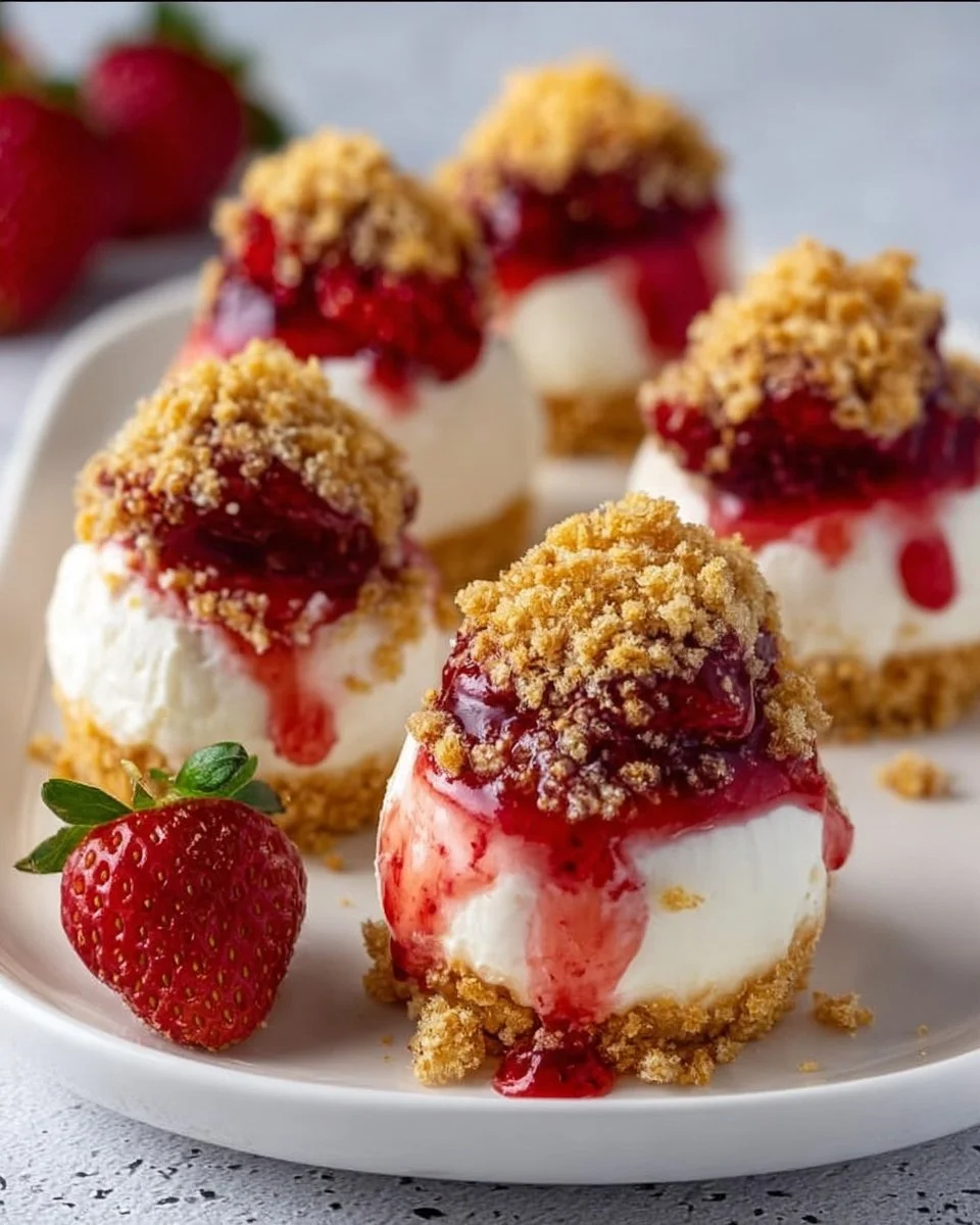 Strawberry Crunch Cheesecake Bites