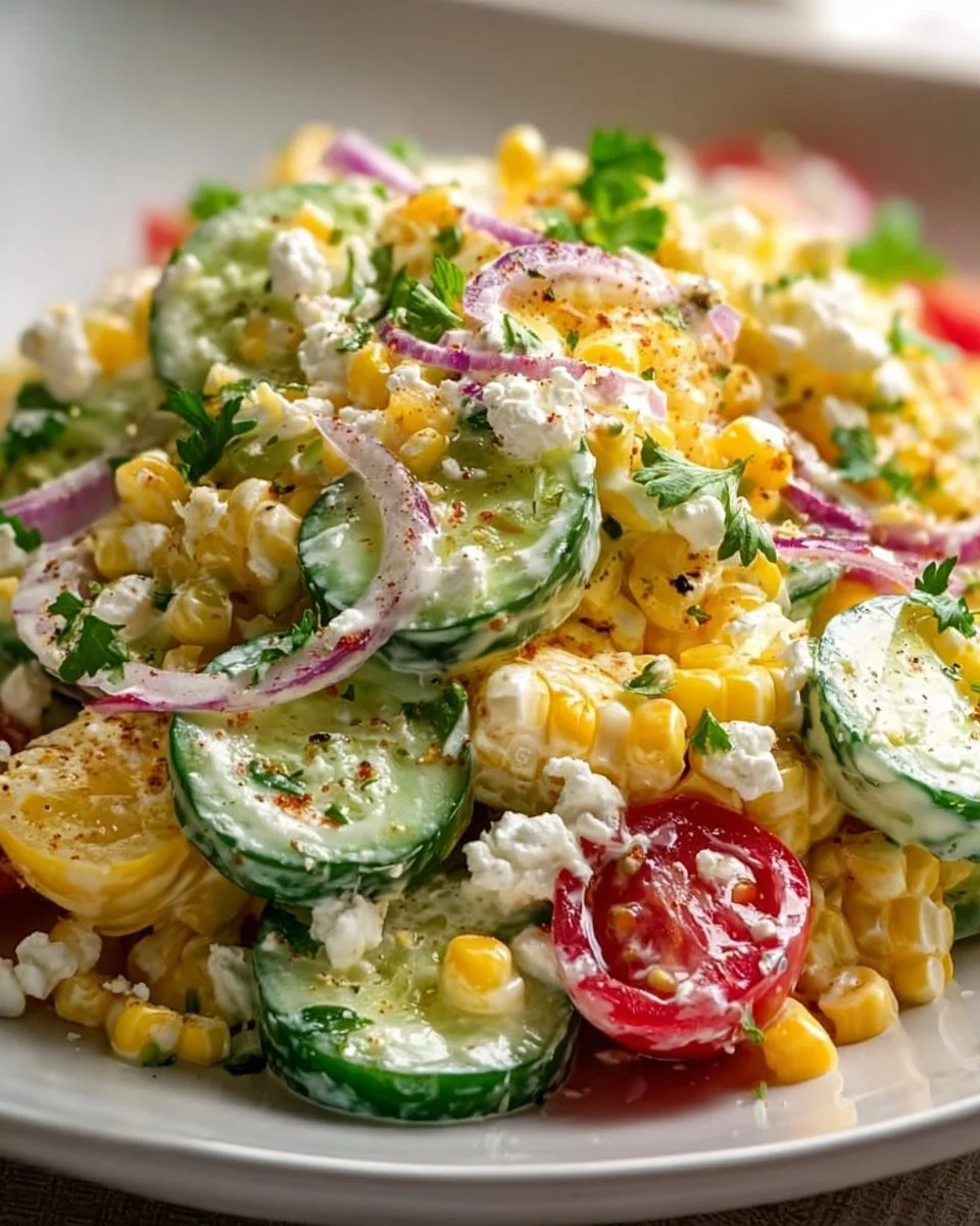 Street Corn Creamy Cucumber Salad