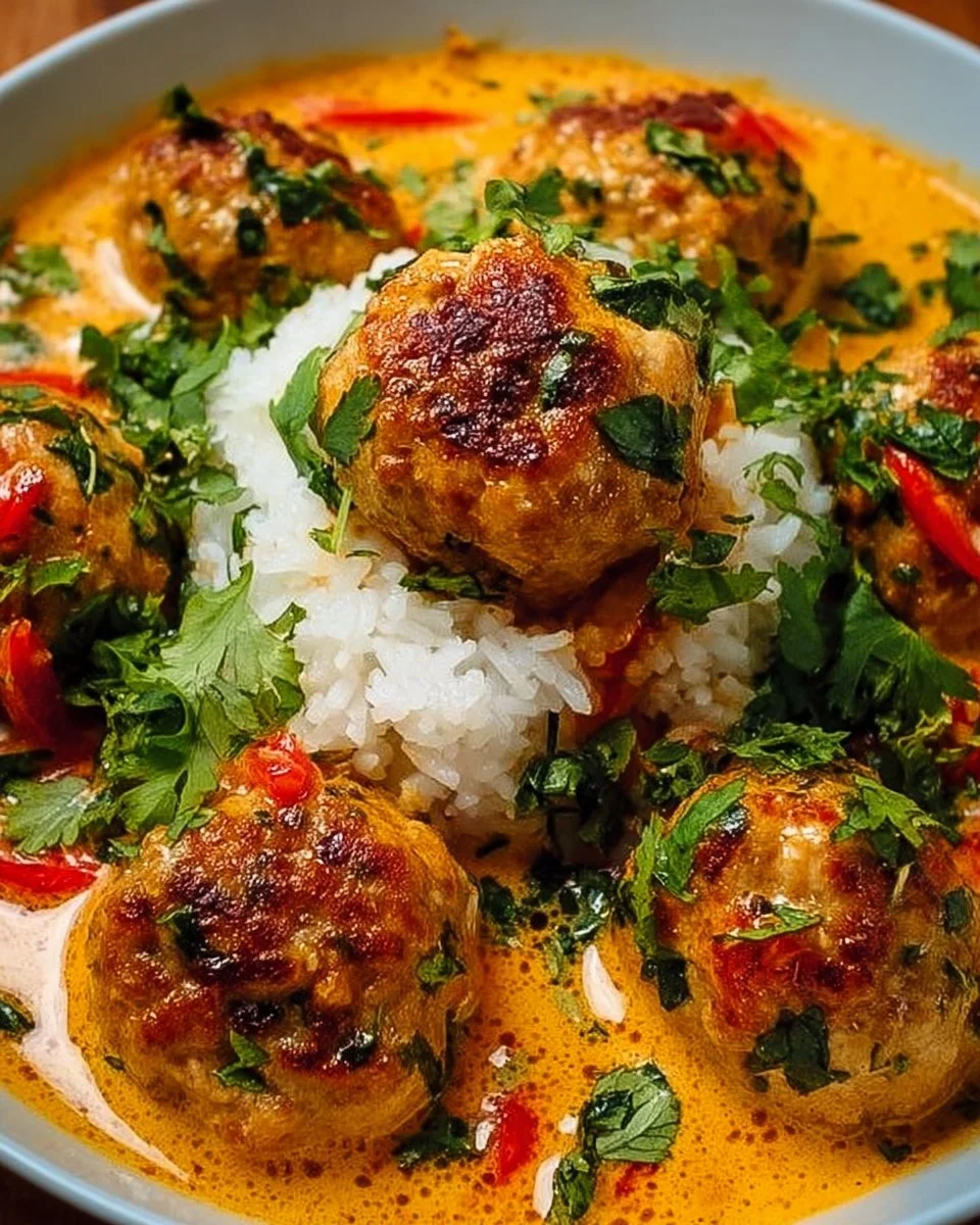 Thai Chicken Meatballs in Coconut Curry