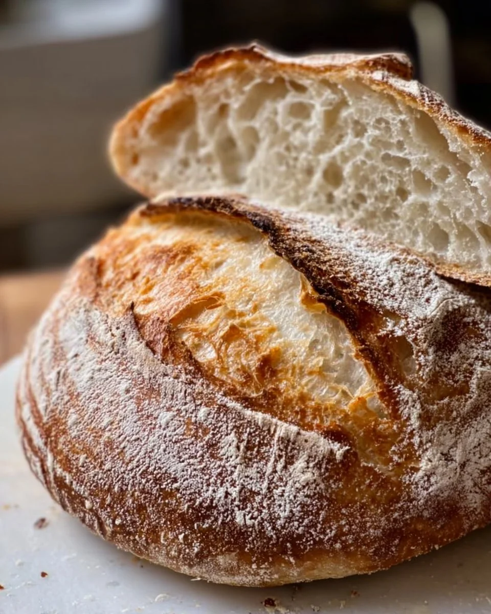Sourdough bread demonstrating perfect oven spring in the baking process.