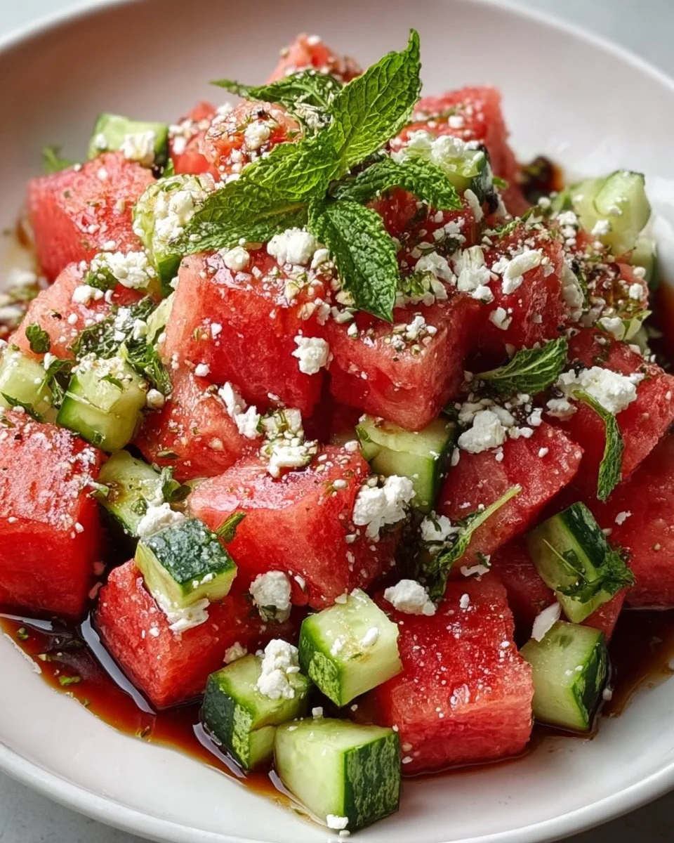 Watermelon Feta Cucumber Salad