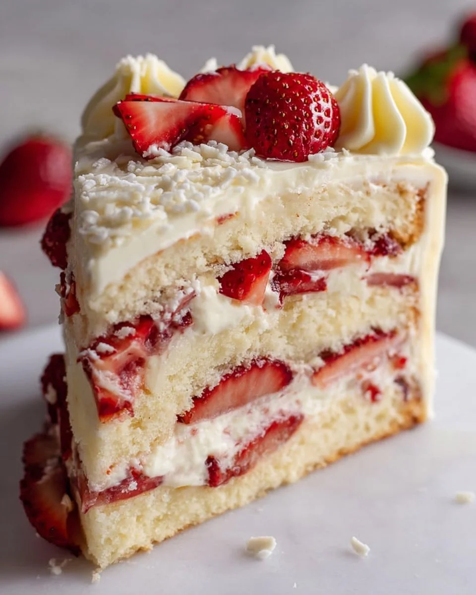 White Chocolate Strawberry Layer Cake