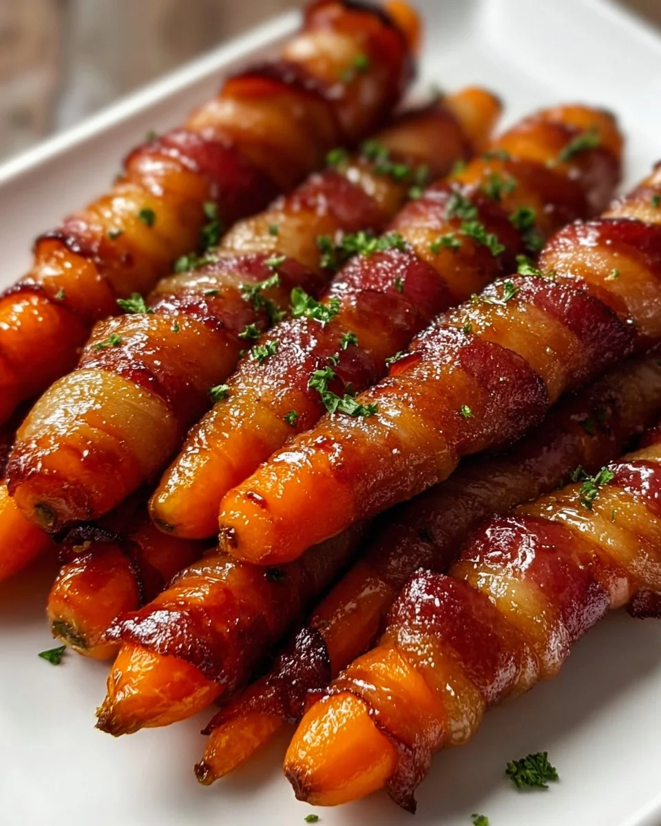 Bacon-Wrapped Carrots with Maple Sriracha Glaze