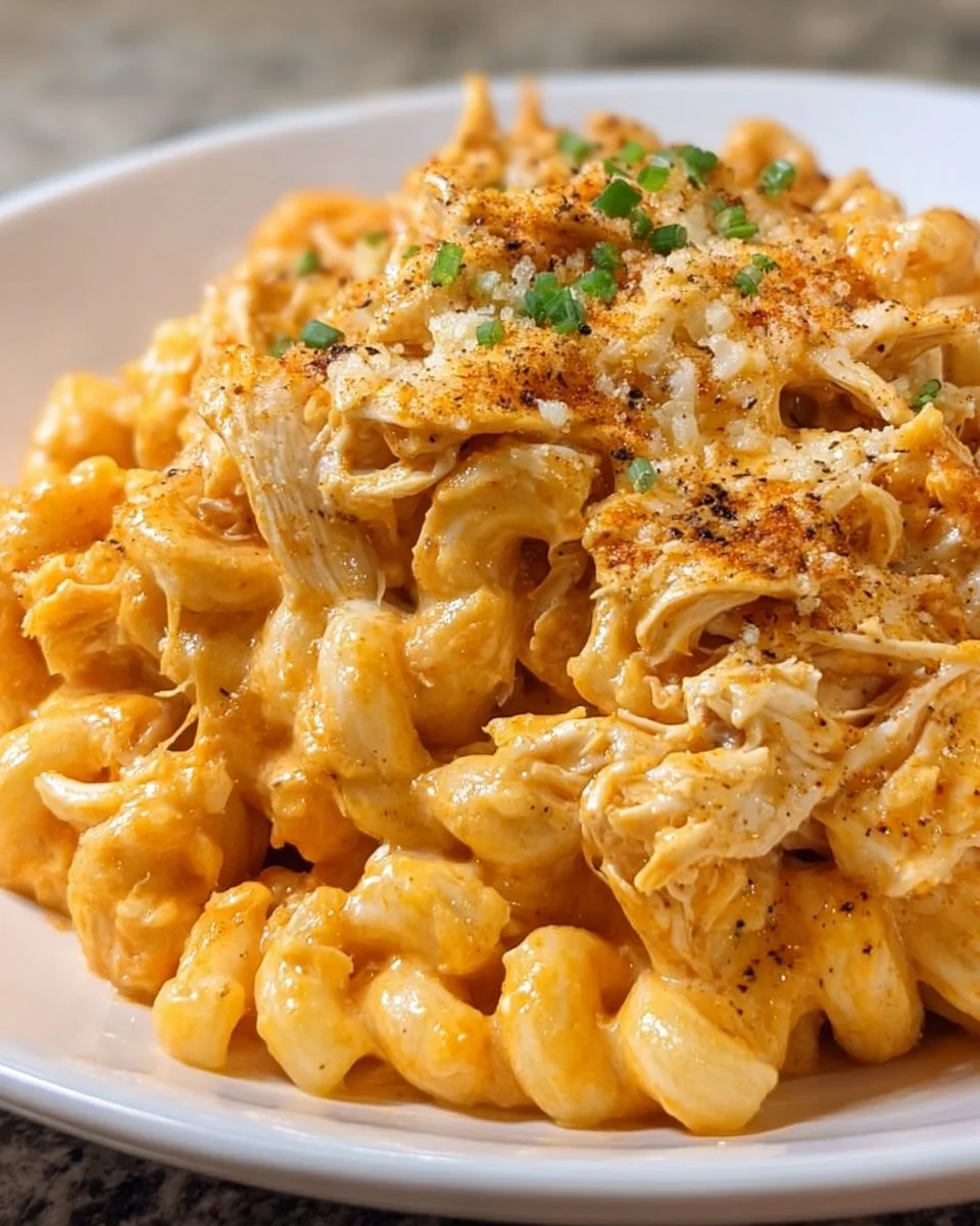 Crockpot Buffalo Chicken Mac & Cheese