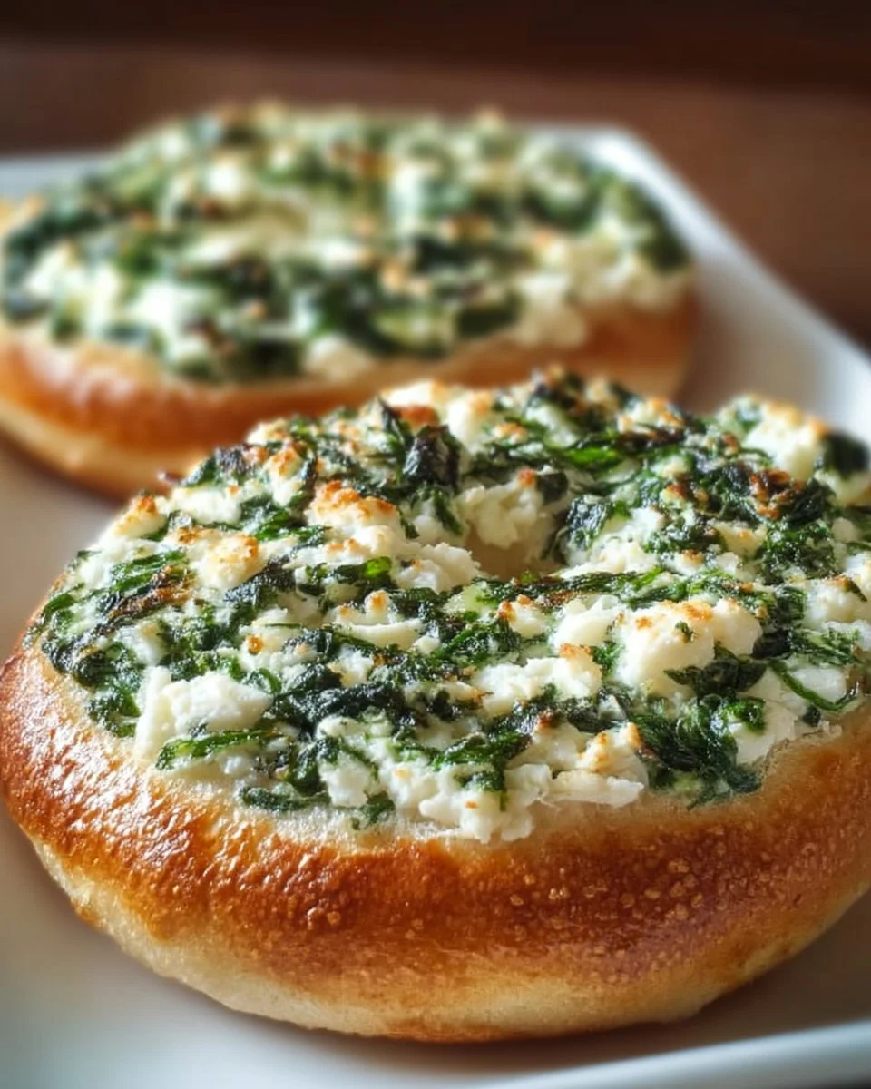 Easy Spinach Cottage Cheese Flat Bagels