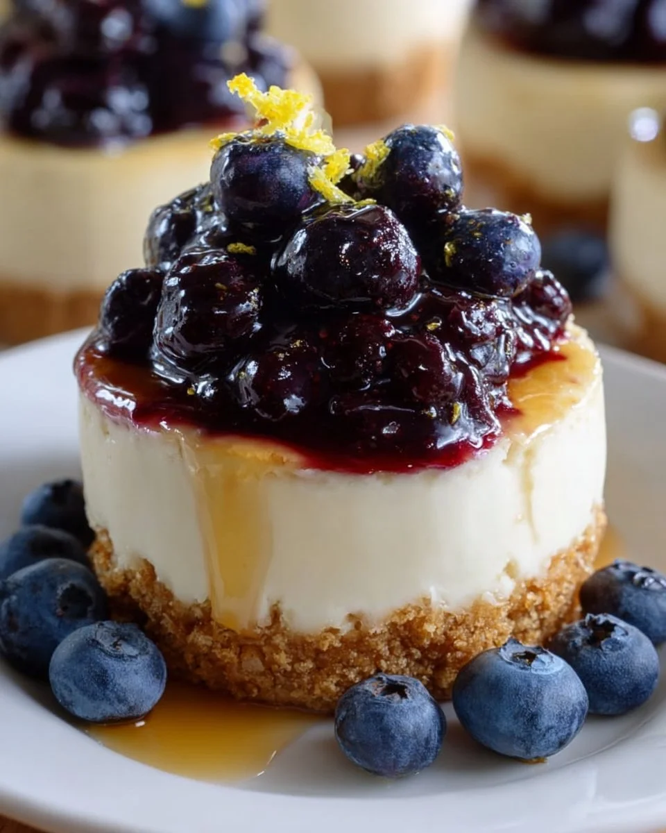 Healthy Mini Lemon Blueberry Cheesecakes