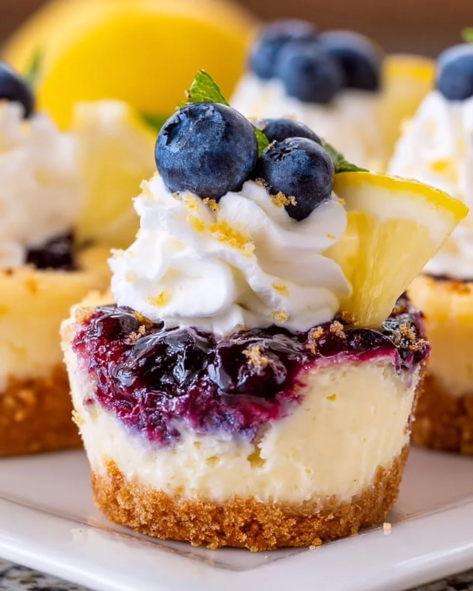 Lemon Blueberry Mini Cheesecakes