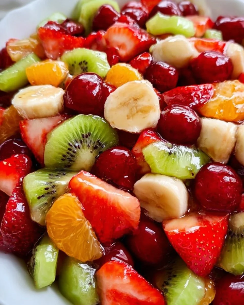 Bowl of old fashioned fruit salad with a colorful mix of fresh fruits
