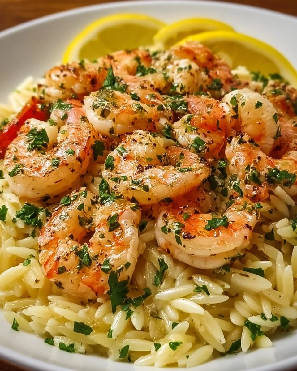 One Pot Garlic Butter Shrimp and Orzo
