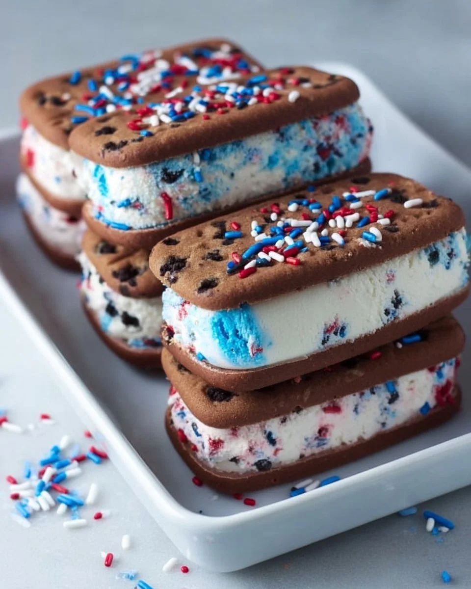 Patriotic Ice Cream Sandwiches