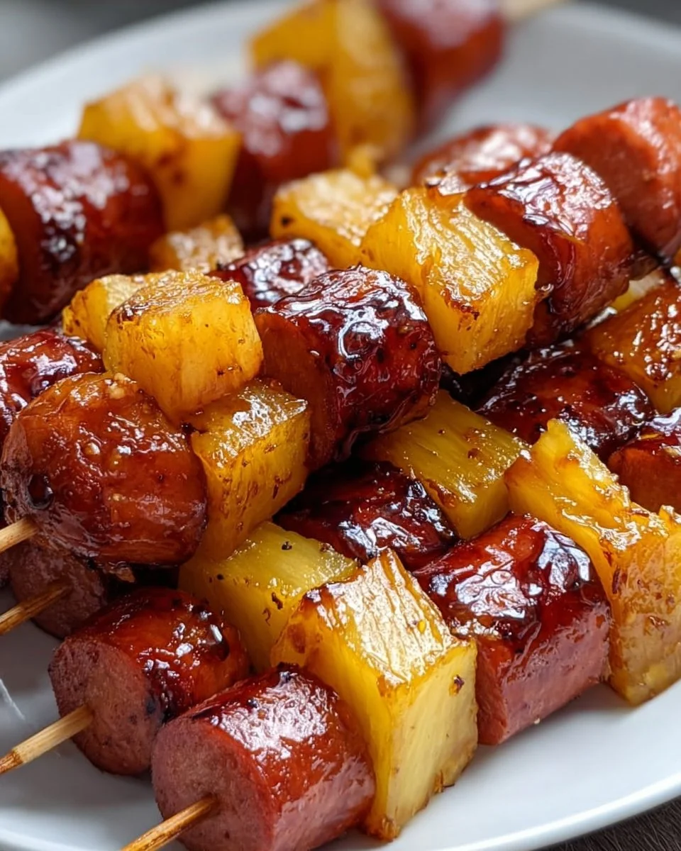 Pineapple Brown Sugar Smokies Skewers