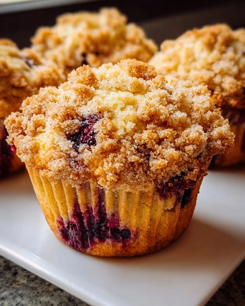 Soft Blackberry Muffins with Streusel