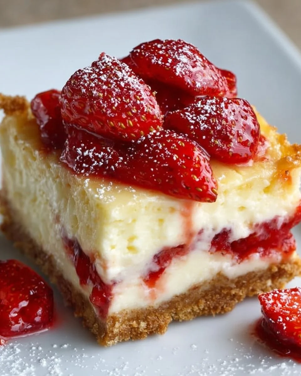 Soft Strawberry Cheesecake Bars