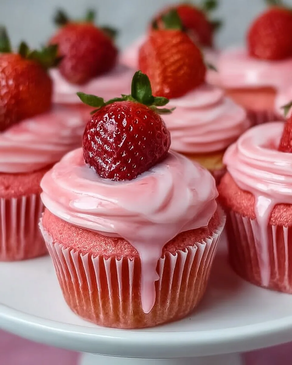 Sweeten Your Day with Strawberry Glazed Pink Velvet Cupcakes
