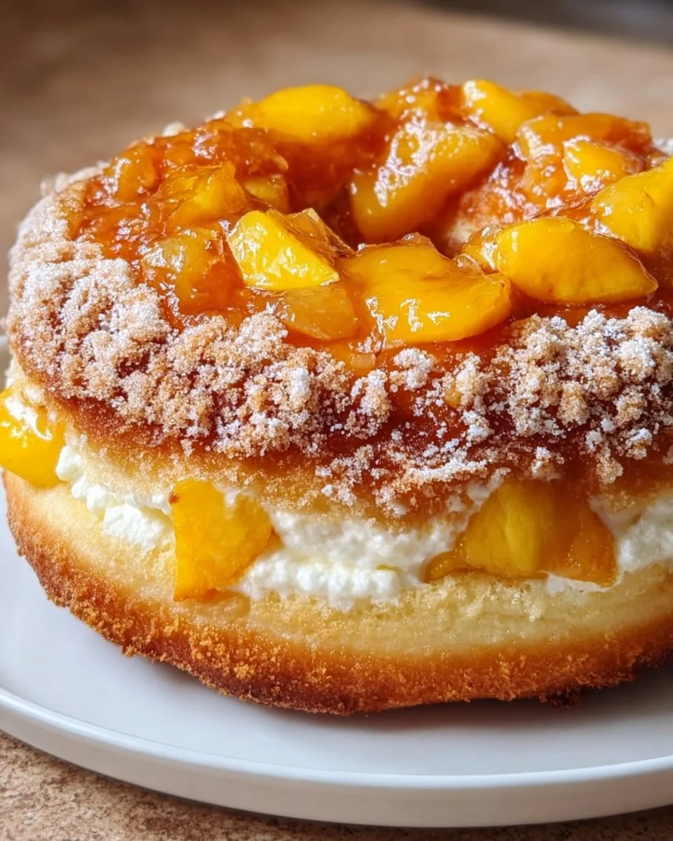 Peach Cobbler Cheesecake Donuts